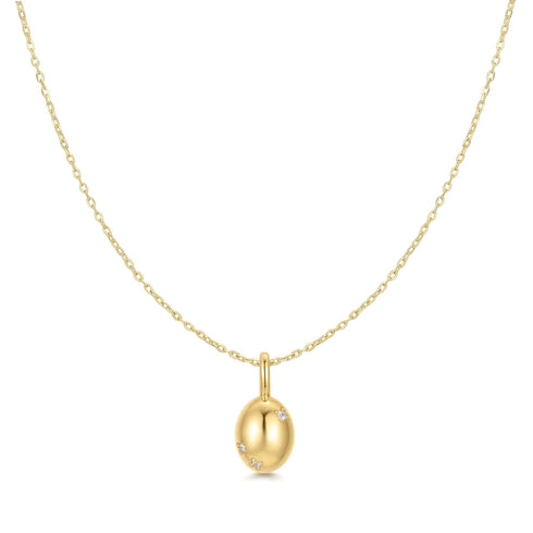 Gold Floral Oval Pendent Necklace