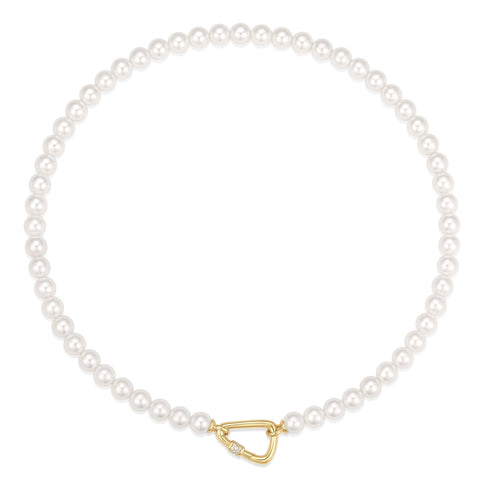 Gold Lobster Clasp Shell Pearl Necklace
