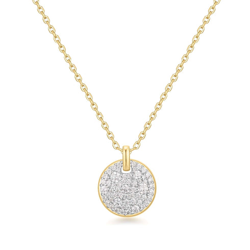 Two-Tone Large Pavé Disc Necklace