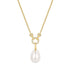 Gold Linked Shell Pearl Drop Pendant Necklace