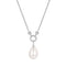 Silver Linked Shell Pearl Drop Pendant Necklace