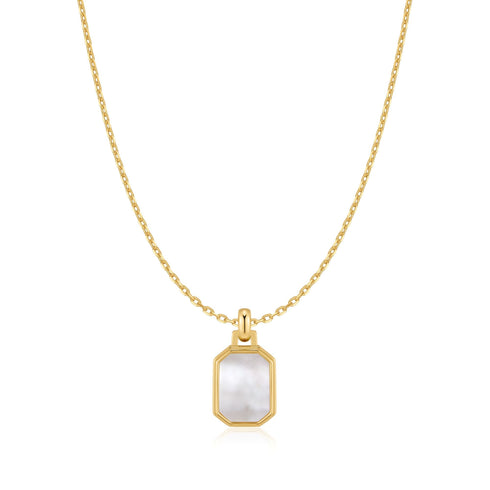 Gold Square Mother-of-Pearl Necklace