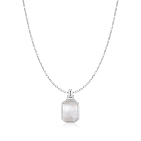 Silver Square Mother-of-Pearl Necklace
