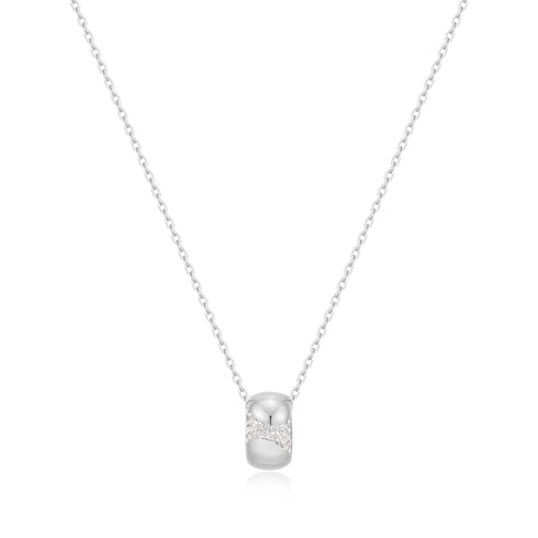 Silver Puffed Rivulet Pavé Necklace