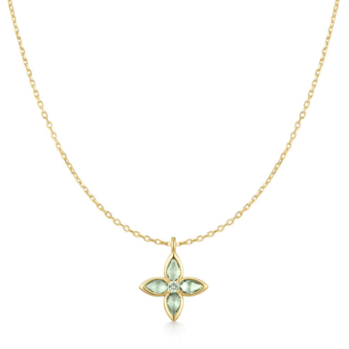 Gold Mint Green Lucky Clover Necklace