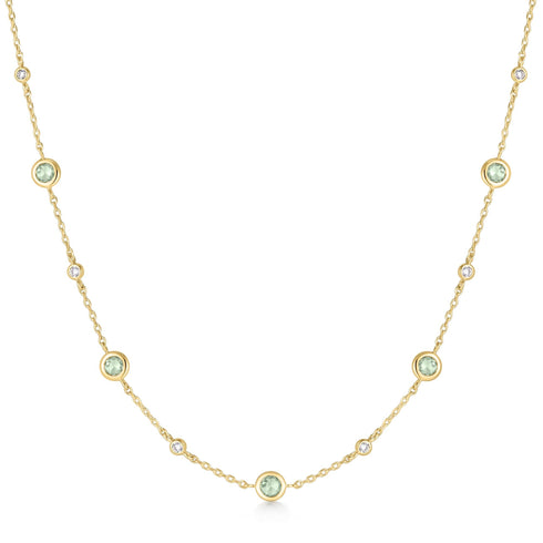 Gold Mint Green Station Necklace