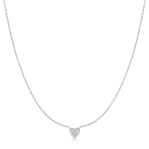 Silver Pavé Heart Necklace