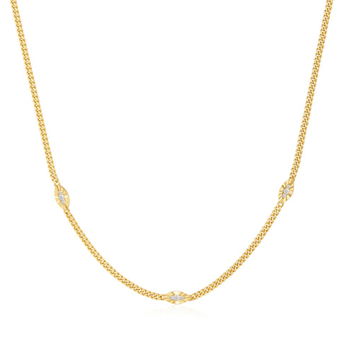 Gold Evil Eye Station Necklace