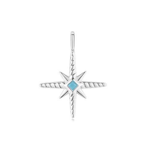 Silver Turquoise and Cubic Ziconia Star Charm