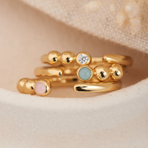 Gold Orb Amazonite Adjustable Ring