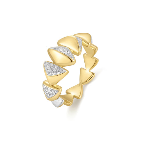 Two-Tone Sparkling Bold Puffy Spike Ring