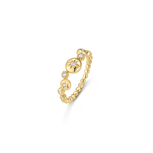 Gold Starburst Zig-Zag Beaded Ring