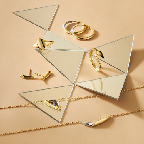 Two Tone Arrow Hoop Earrings