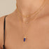 Gold Lapis Point Pendant Necklace