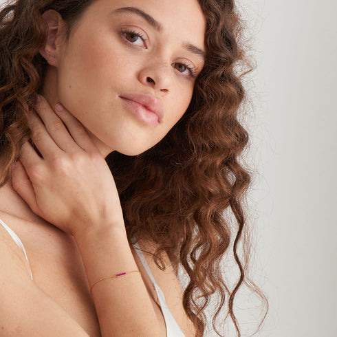 Berry Enamel Bar Gold Bracelet