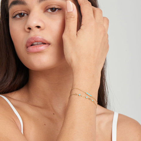 Gold Turquoise Bar Bracelet
