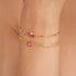 Neon Pink Enamel Disc Gold Bracelet