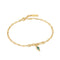 Gold Teal Sparkle Drop Pendant Chunky Chain Bracelet