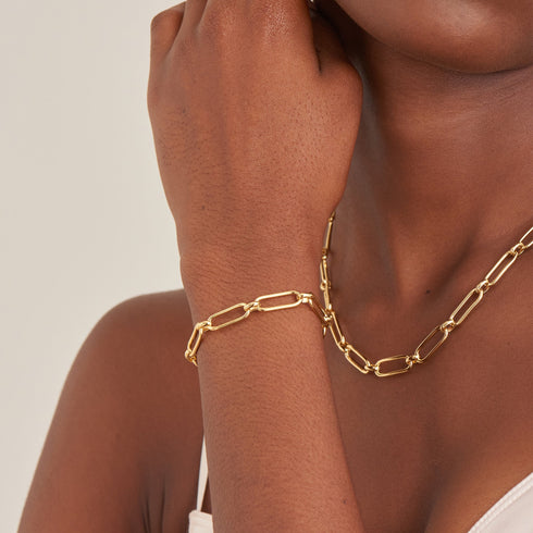 Gold Cable Connect Chunky Chain Bracelet