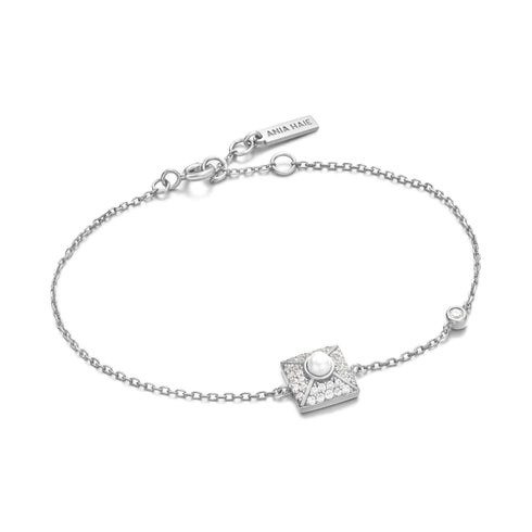 Silver Shell Pearl Pave Bracelet