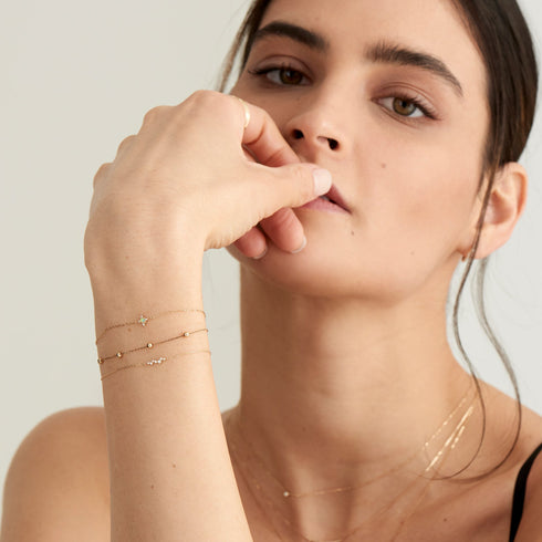 14kt Gold Stargazer Natural Diamond Constellation Bracelet