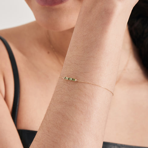 14kt Gold Tourmaline and White Sapphire Bar Bracelet