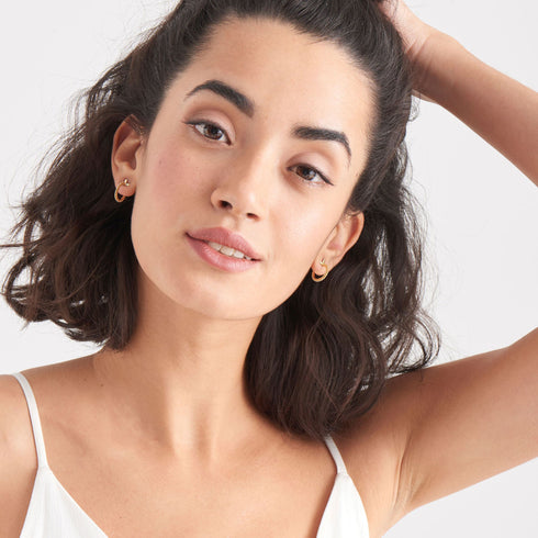 Gold Modern Beaded Hoop Earrings