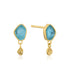 Turquoise Drop Gold Stud Earrings