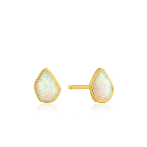 Opal Colour Gold Stud Earrings