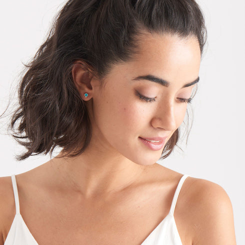 Silver Turquoise Stud Earrings