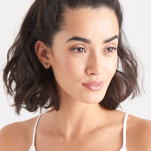 Silver Sparkle Huggie Hoops