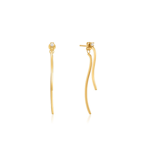 Gold Curve Drop Bar Ear Jackets