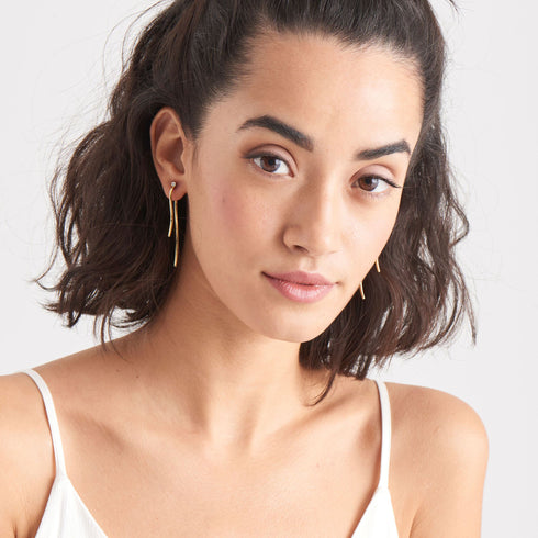 Gold Curve Drop Bar Ear Jackets
