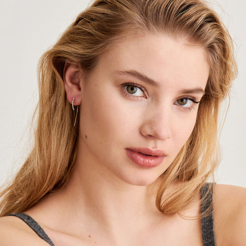 Silver Spike Solid Drop Earrings