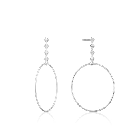 Silver Spike Hoop Earrings