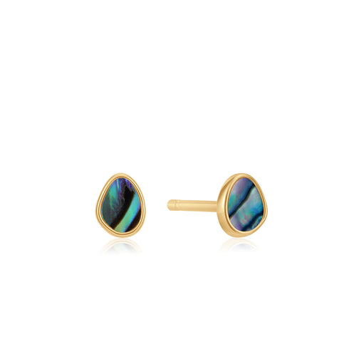 Gold Tidal Abalone Stud Earrings
