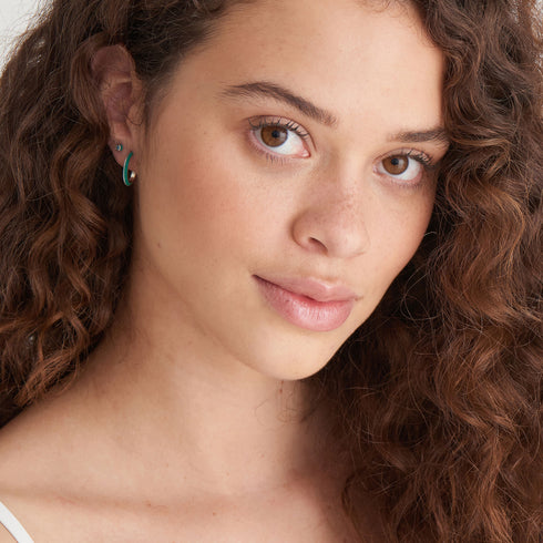 Teal Enamel Silver Stud Earrings