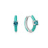 Teal Enamel Silver Huggie Hoop Earrings