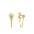 Turquoise Chain Drop Gold Stud Earrings