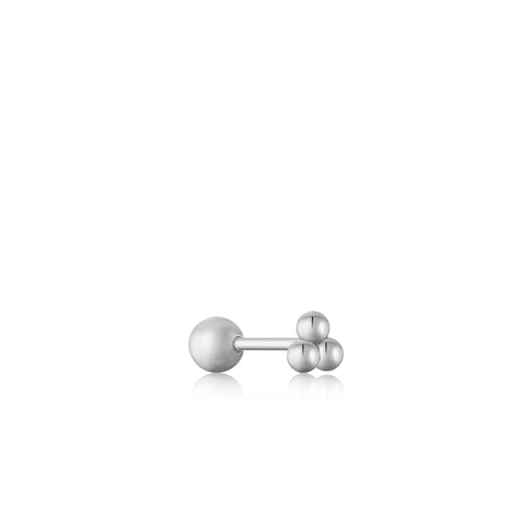 Silver Triple Ball Barbell Single Earring