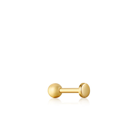 Gold Disc Barbell Single Earring