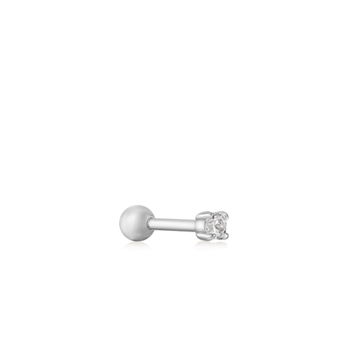 Silver Sparkle Barbell Single Earring