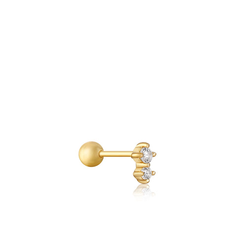 Gold Double Sparkle Barbell Single Earring