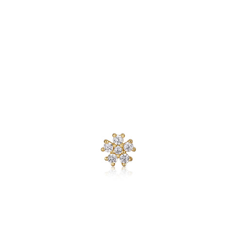 Gold Sparkle Flower Barbell Single Earring