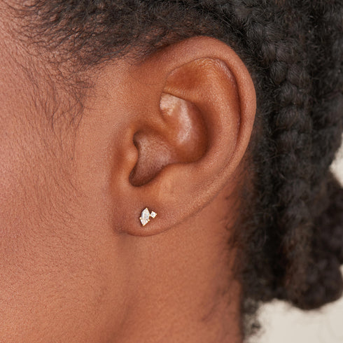Gold Sparkle Emblem Stud Earroings