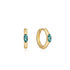 Gold Teal Sparkle Emblem Huggie Hoop Earrings