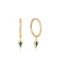 Gold Teal Sparkle Drop Pendant Hoop Earrings