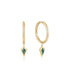 Gold Teal Sparkle Drop Pendant Hoop Earrings