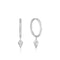 Silver Sparkle Drop Pendant Hoop Earrings