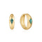 Gold Teal Sparkle Dome Hoop Earrings